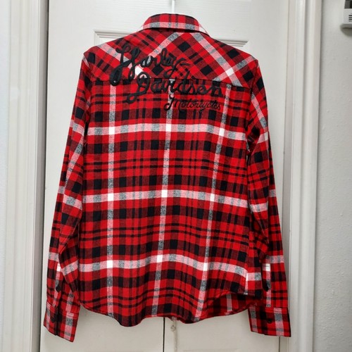 Neu mit Etikett Harley Davidson 96476-23VW kariertes Flanellhemd Retro Schriftschrift Medium für Damen - Bild 2 von 18