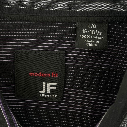 JF J.Ferrar Modern Fit Langarm gestreiftes Herrenhemd schwarz L - Bild 4 von 7