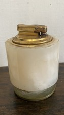 Vintage Colibri Monogas Lighter With Alabaster And Brass. Untested