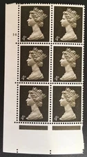 1968 Pre Decimal Machin Cylinder Block No. 14 (dot)  SG731Eav 4d Olive Brown