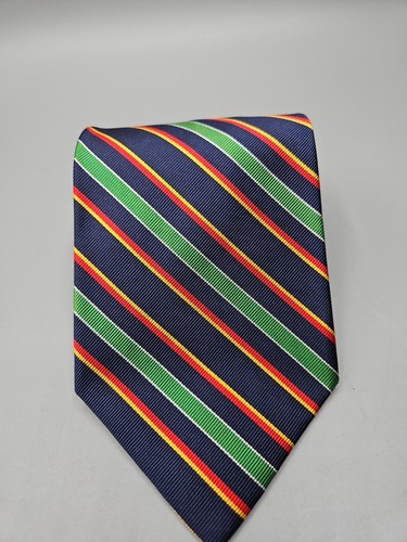 Jos A Bank 100% Silk Tie Blue/Green/Red/Yellow Stripes Men Necktie 4" Wide - Picture 2 of 7