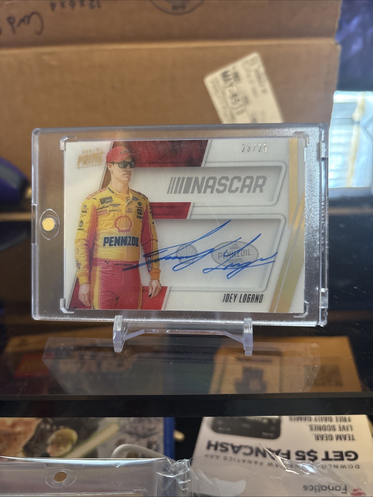 2019 Panini Prime NASCAR Shadowbox Signatures Joey Logano Auto /25 #NSS-JL