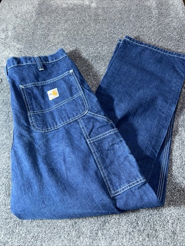 Carhartt FR 34 X 32 Flame Resistant Men’s Carpenter Pocket Blue Jeans 290-83