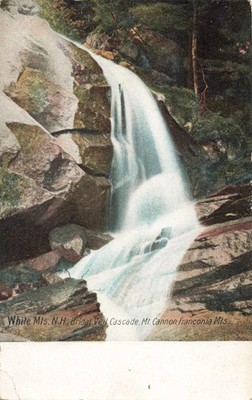 White Mountains NH New Hampshire, Bridal Veil Cascade Falls, Vintage Postcard