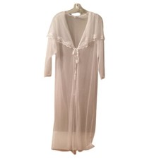 GILEAD VINTAGE MADE IN USA MED WHITE SHEER MESH ROBE