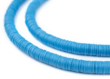 Sapphire Blue Vinyl Phono Record Beads 8mm Ghana African Disk 34 Inch Strand