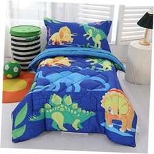 Dinosaur Toddler Bedding Set for Boys, 4 Piece Toddler Bed Sets Kids Blue