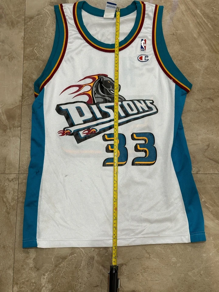 Camiseta deportiva grande vintage Grant Hill #33 Detroit Pistons campeón de la NBA Youth Kids Foto 4 de 4