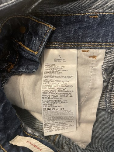 Levis Size 7/8 Reg Shortall Bib Shorts Youth Denim Bib Overalls Shorts - Imagen 5 de 7