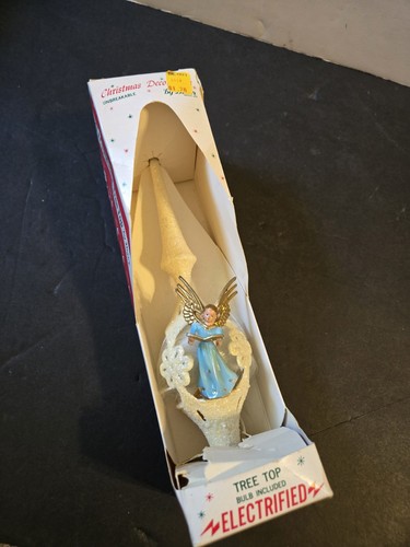 Vintage Jewel Brite beleuchtete Christbaumspitze Engel Endstück Turm funktioniert Box - Bild 3 von 6