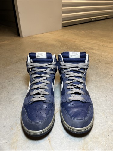 2012 Nike Dunk High Size 11 Midnight Navy White Men’s Sneaker 317982-401 - Picture 2 of 6