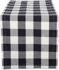 Buffalo Check Collection, Classic Farmhouse Table Runner, 14X72, Black  White