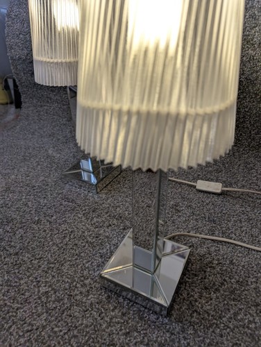 Paar 16 Zoll verspiegelte Tischlampen Kartell Stil transparente Schirme Wilkinsons - Bild 7 von 12