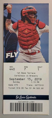 Biglietto baseball St Louis Cardinals Milwaukee Brewers 15/09 2019 Braun Grand Slam