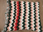 VTG Granny Crochet Afghan Blanket Bed Throw Pink Red Green Chevron 80x34”
