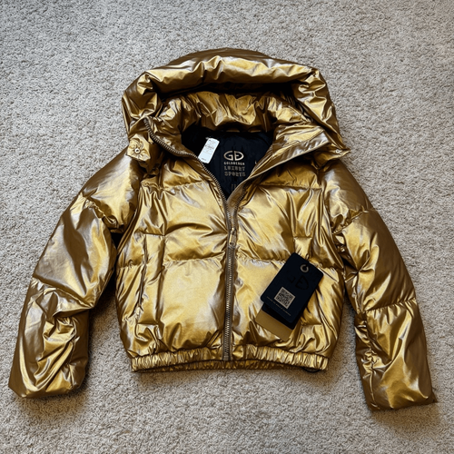 Goldbergh Oceane Daunen Puffer Skijacke Gold Metallic Neu mit Etikett US 2 - Bild 4 von 10