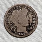 1909-O Silver Barber Dime 90% Silver.  Average Condition. FREE SHIPPING