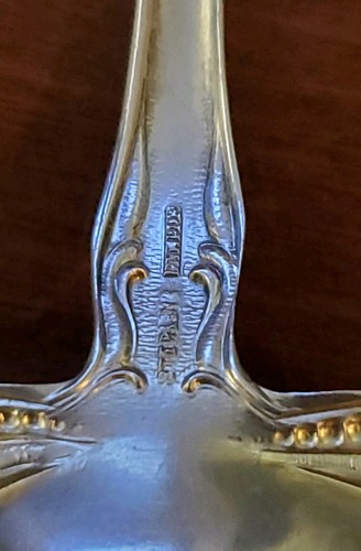 Ster. Pat 1903 Stamped: R. Blackinton & Co. Cherry Blossom Serving Spoon 7 1/2" - Picture 7 of 10