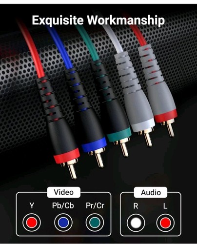 Bluerigger Component Video Cable with Audio (6FT, RCA- 5 Cable, Supports 1080I) - Picture 7 of 12