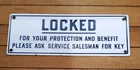 VINTAGE ORIGINAL PORCELAIN GULF GAS STATION LOCKED ASK SERVICE SALESMAN KEY SIGN