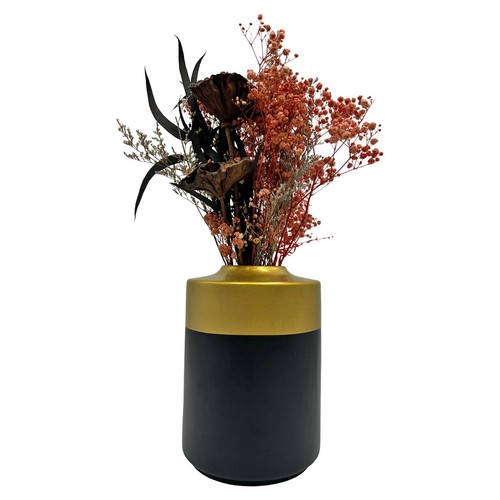 Bergamo Art 8 Inch Tall Black and Gold Modern Ceramic Vase - Picture 5 of 7
