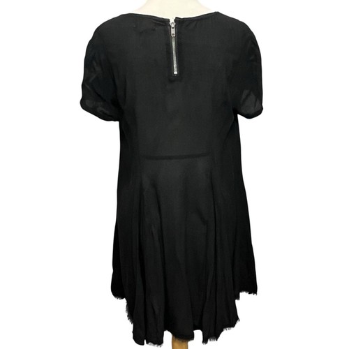 Silence + Noise Shirt Dress S Black Rayon Modern Witchy Soft Grunge Whimsygoth - Picture 5 of 13