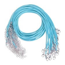 25 Pack 18" Waxed Necklace Cord, 2mm Bracelet Cord with Lobster Clasp Sky Blue 