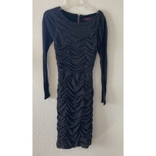 Alice + Olivia Dress Ruched Heathered Gray Back Cut Out Party Date Size 2