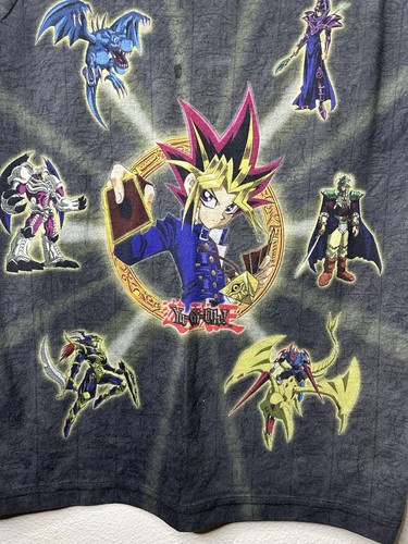 Vintage 90s Yu-Gi-Oh T-shirt Youth Kids Size Large Gray/Black Short Sleeve - Picture 7 of 9