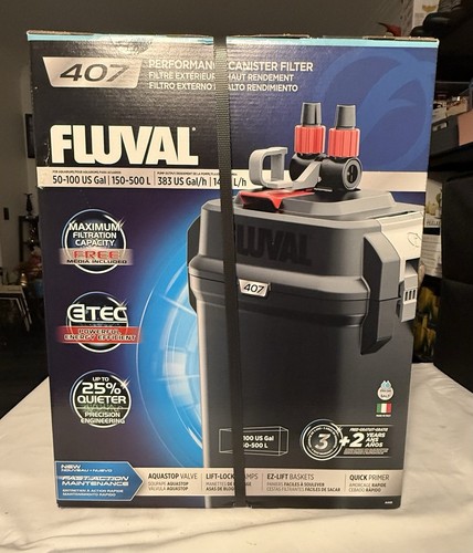 Fluval 407 Aquarium Kanister Filter bewertet bis zu 100 Gallonen Aquarium Neu