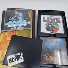 AC/DC Bonfire 3 CD Box Set, Booklet, Poster, Tattoo & Rare Guitar Pick *Read
