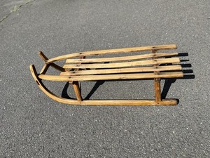 Antique C.W. Latham & Bro’s Wood & Iron Snow Metal Sub Runner Sled 