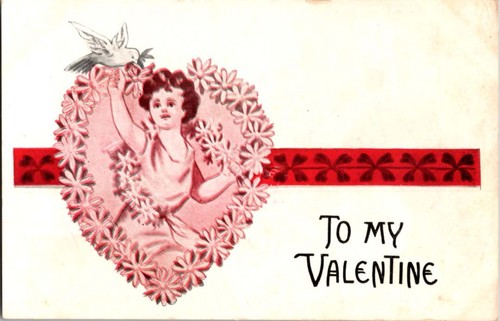 Süße Kinder - Kinder auf Vintage Valentinstag Postkarte J/17 BI9862