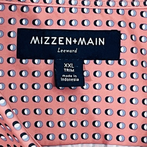 Camicia Mizzen+Main Leeward con bottoni manica corta uomo 2XL corallo a pois nuova senza etichette - Foto 9 di 10