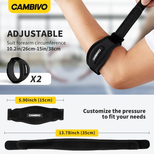 CAMBIVO 2er Pack Tennis Ellenbogenbandage für Männer & Frauen Ellenbogen Schmerzlinderung für Tendo... - Bild 5 von 9