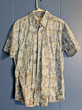 Men's Hawaiian Shirt Weatherproof Vintage M | Blue Floral Cotton Button Down SS