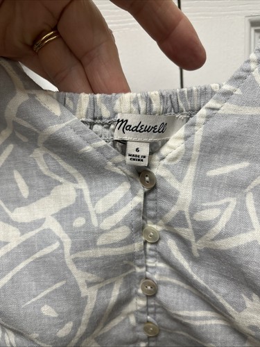 Chaleco corto Madewell mezcla de lino Gwen top flora abstracta talla 6 - Imagen 3 de 8