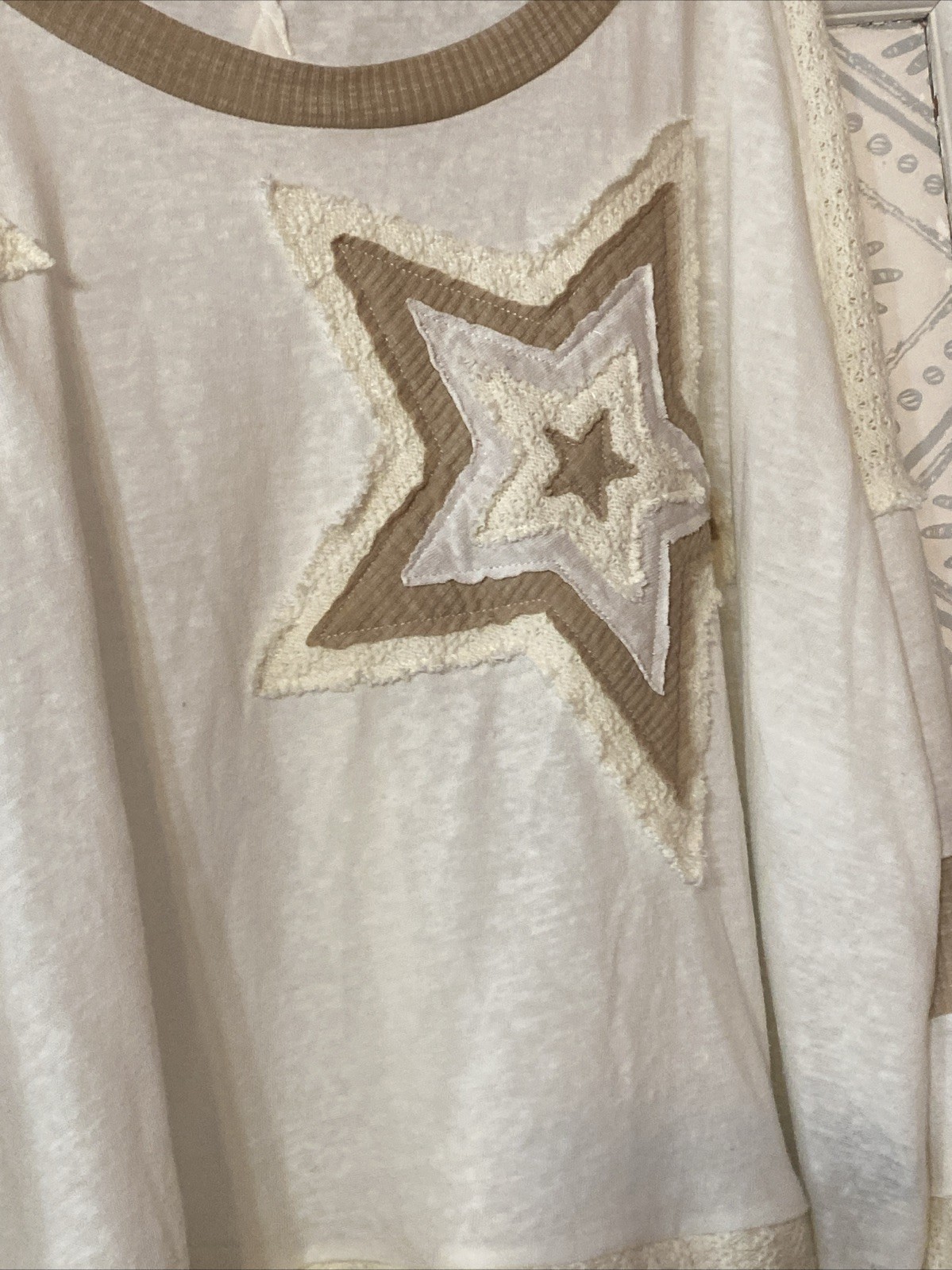 POL Celestial Star Patchwork  Oversized Top Shirt… - image 6