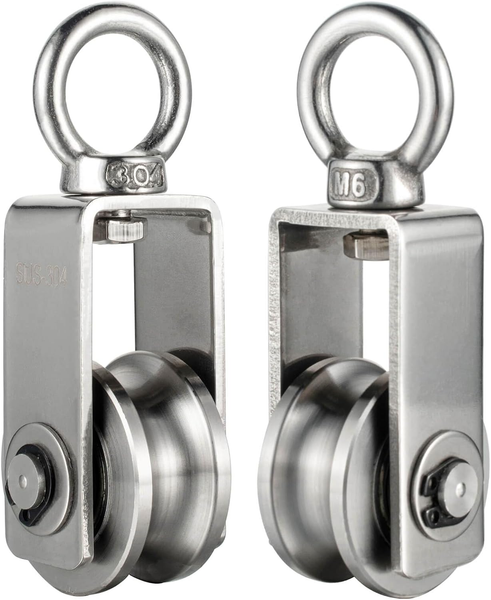 2 StüCk Umlenkrolle Stahlseil, Mit 2 Kugellager, Seilrolle Fitness Edelstahl 304-image