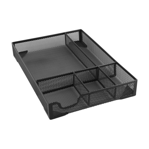 Metallgitter Schublade Organizer Tablett 5 Gitter Anti Rutsch Schreibtisch Organizer Korb (Schwarz) - Bild 9 von 22