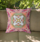 20"x20" Peach Magenta Green Zippered Broadcloth Geometric Throw Pillow