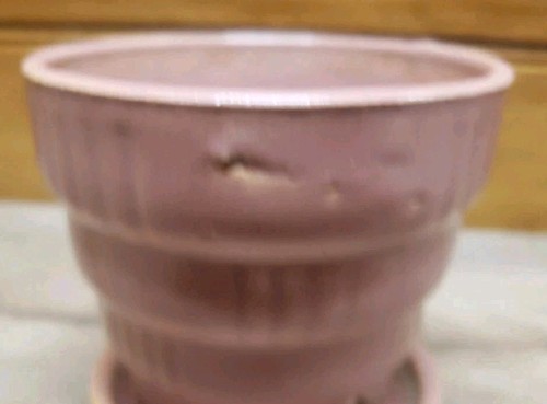Vtg. Pottery Flower Pot 3.5" Dark Pink Ringware Small Planter Mid Century - Picture 11 of 13