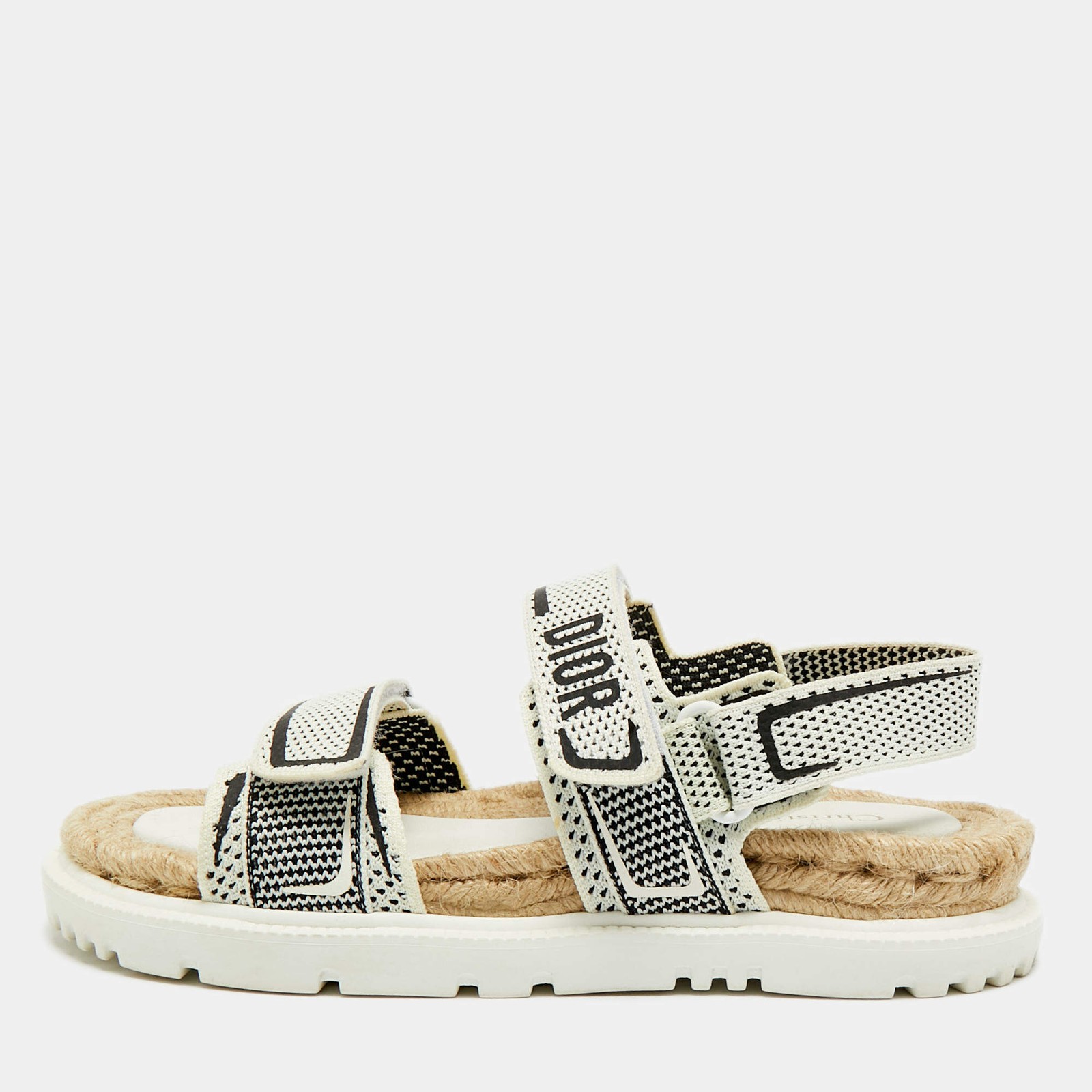 Dior CreamBlack Canvas DiorAct Sandals Size 39.5