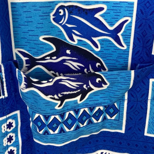 Paradise Style VTG Hawaiian Shirt Blue Fish Palms Surf Men’s Size 3XL Hawaii USA - Picture 8 of 12