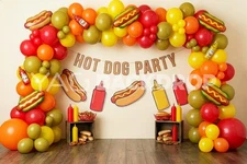 DIGITAL FILE Photo Hot Dog Party Shop Stand, Balloon Arch Ketchup & Mustard