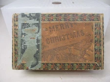 Very Old Merry Christmas Wood Cigar Box - Maryland Stamp