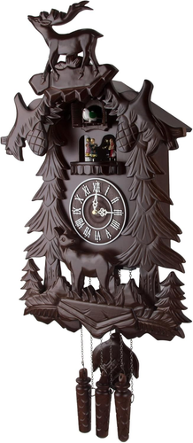 Vivid Large Deer Handcrafted Wood Cuckoo Clock with 4 Dancers Dancing with Music - Picture 4 of 7