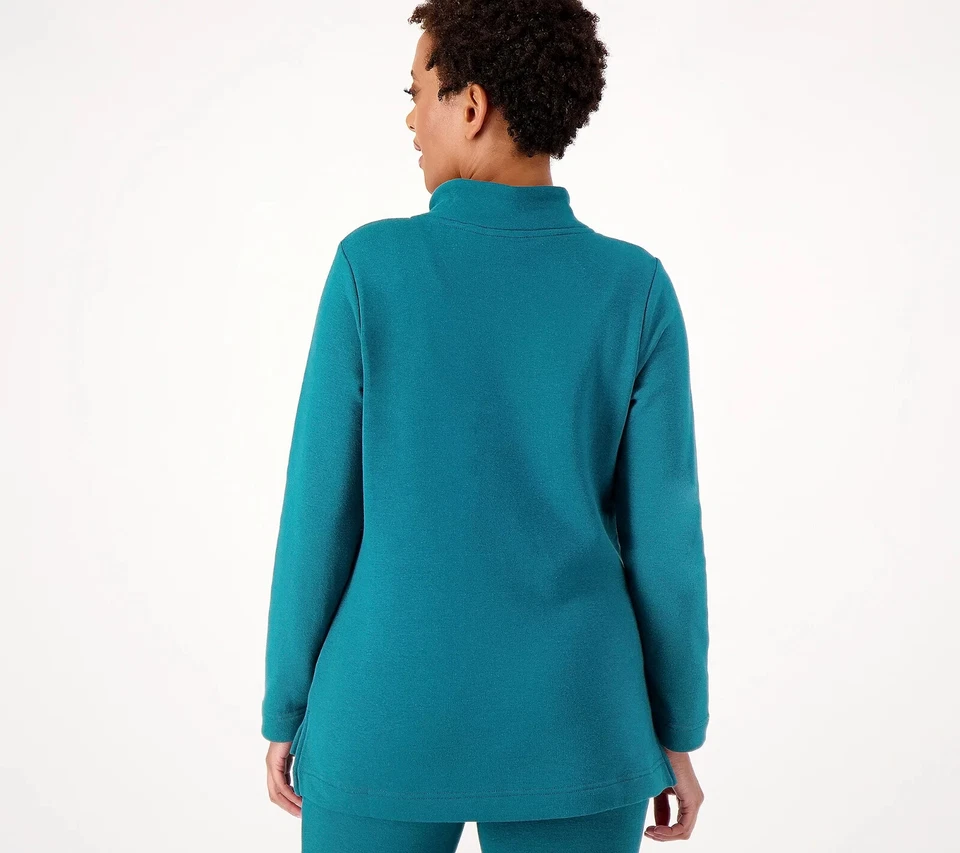 Denim& Co Active Lush Lined Jersey Funnel Neck Pullover  Womens New A550434 QVC - Image 2 of 4
