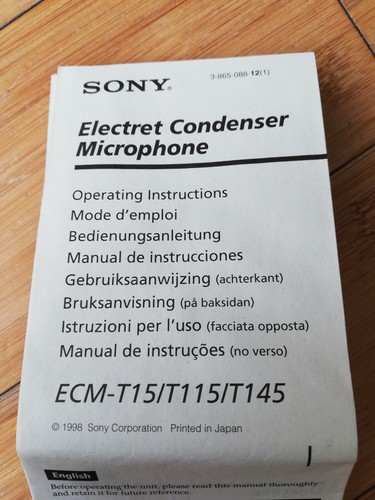 Bedienungsanleitung Sony ECM-T15/T115/T145 Elektret-Kondensatormikrofon