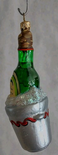 Adorno de cristal "Un brindis" champán - pintado a mano en Polonia - inspirado en Radko  - Imagen 2 de 6